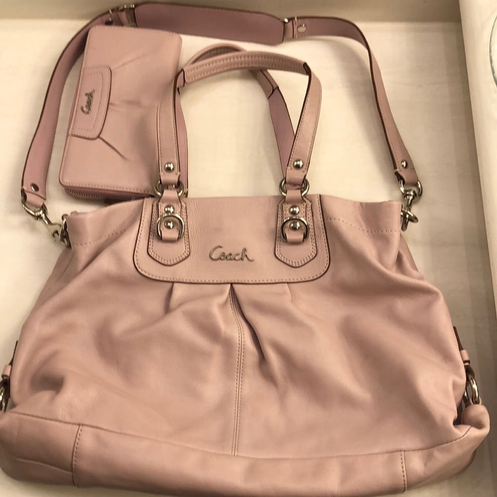Leather Coach purse and wallet